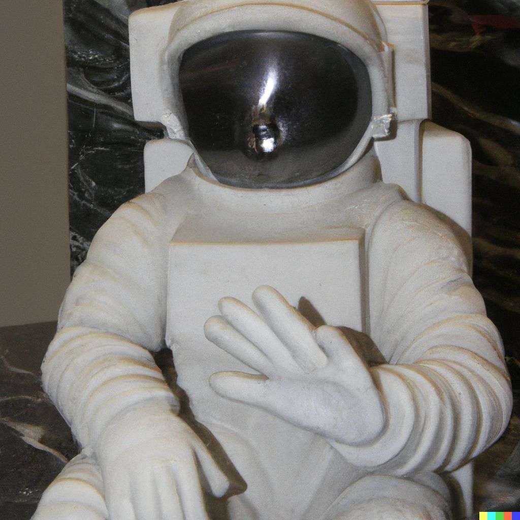 an astronaut, marble sculpture